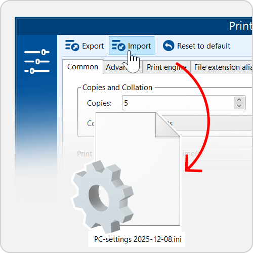 Import your saved Settings