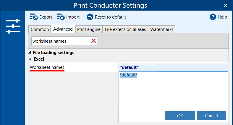 Print only the default (active) worksheet