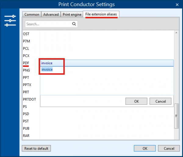 File associations in Print Conductor