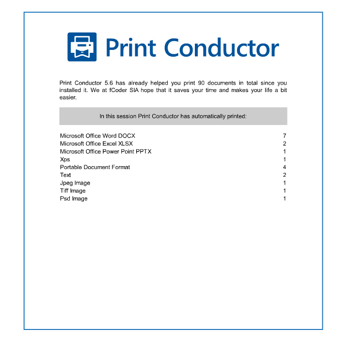 Final Report on the number of documents successfully printed