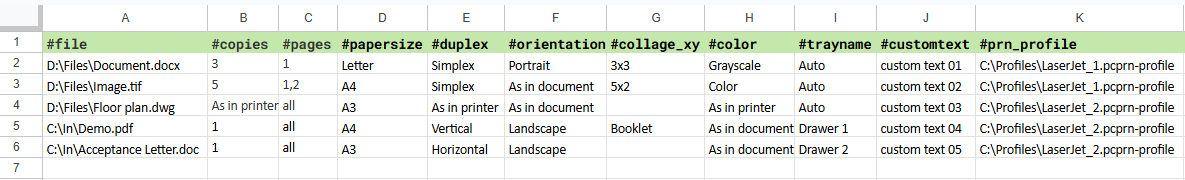 Import an Excel file to Print Conductor as a list of files