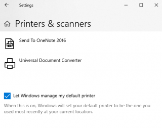 Let Windows manage default printer