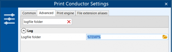 Change location for logs in Print Conductor