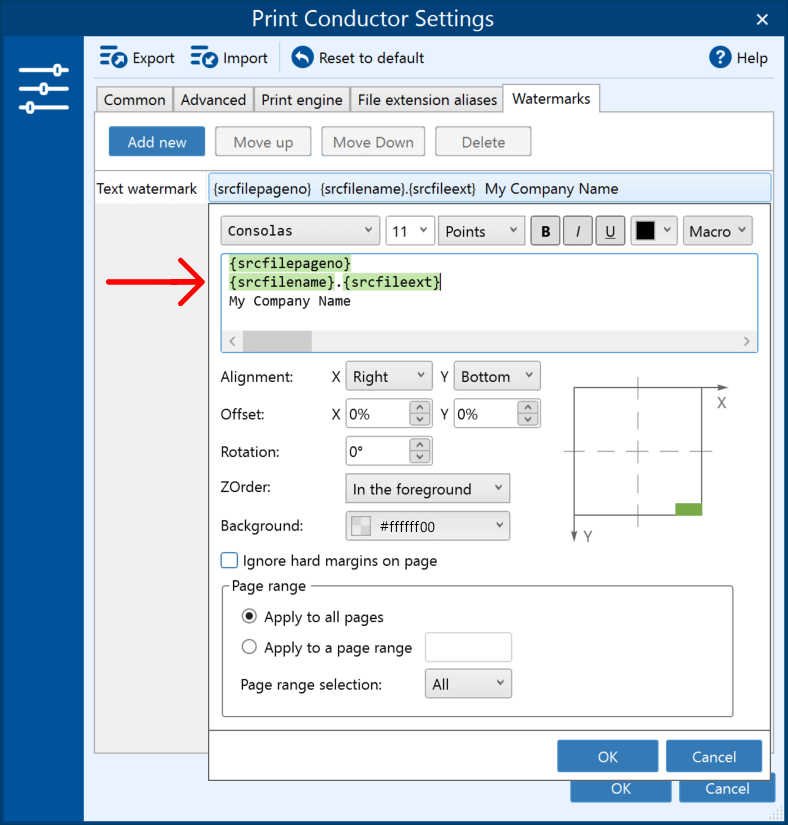 Insert a multi-line text watermark