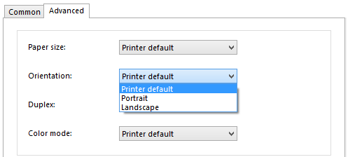 Orientation (page rotation) options in Print Conductor