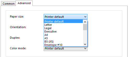 Paper size formats for your documents in Print Conductor