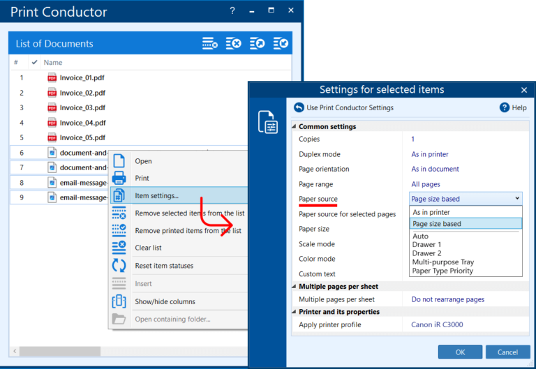 Document Printing Settings | Batch Printing with Print Conductor