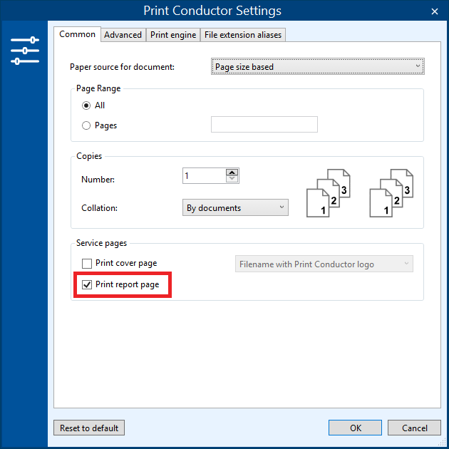 Enable printing report page in Print Conductor