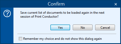 Save current list of documents to be printed again the next time