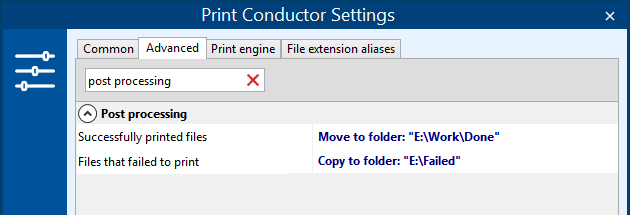 Post-processing actions: move, copy or delete files after printing