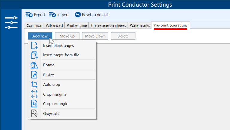 Pre-print Operations – Print Conductor