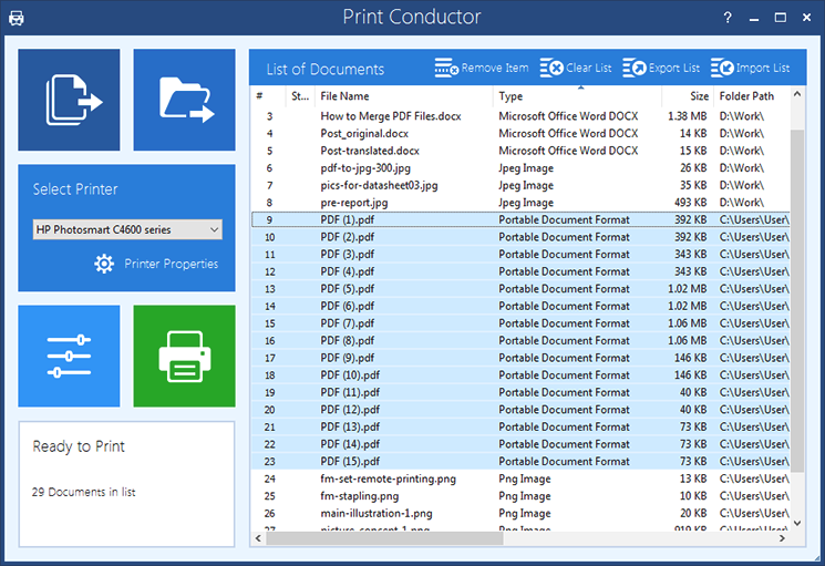 where is print conductor in acrobat