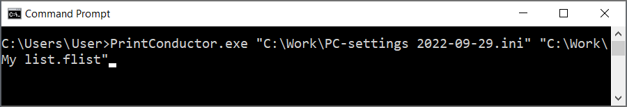 Start PrintConductor.exe from the command line with user-defined presets