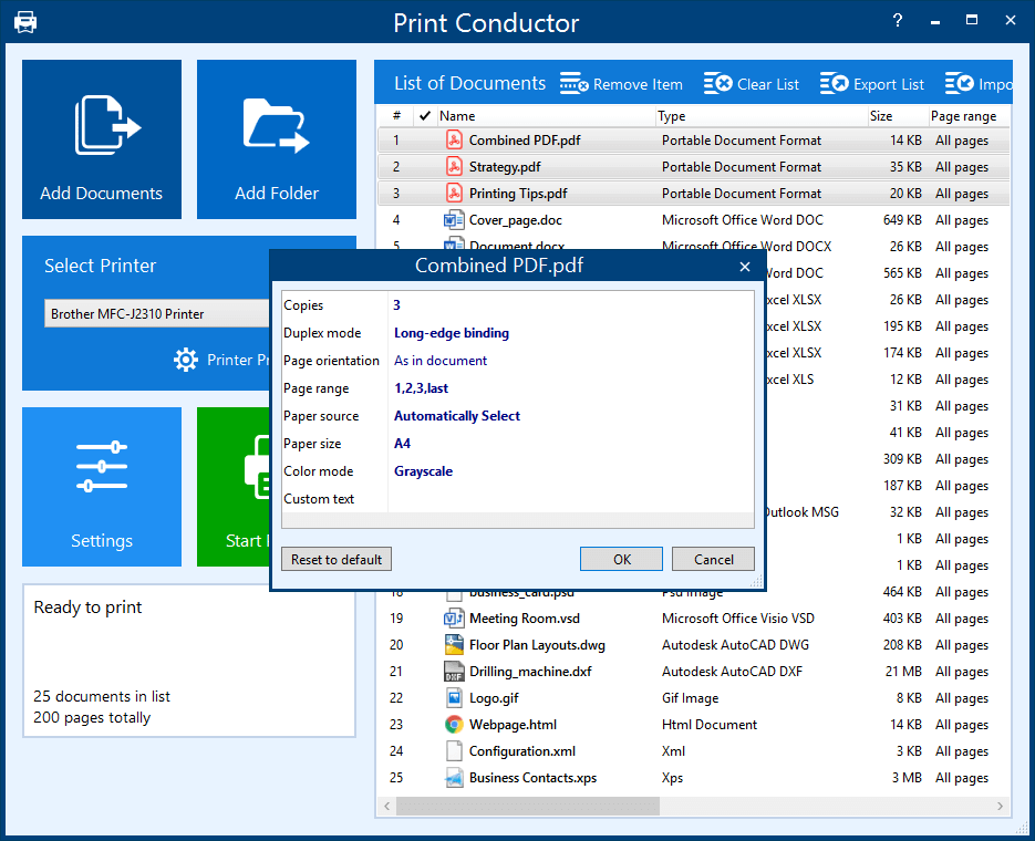 Print Conductor screenshot - Advanced settings