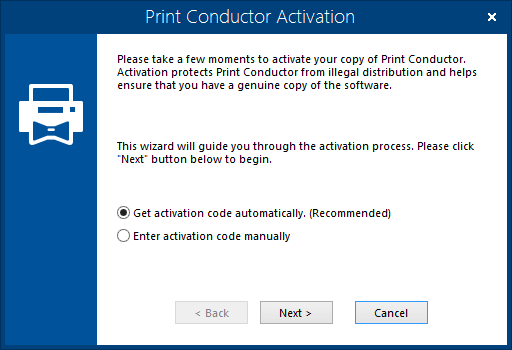 Activate Print Conductor automatically or manually