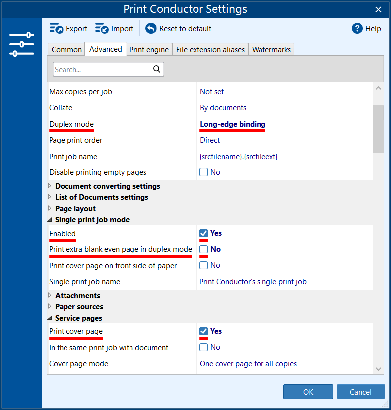 Print the cover page on the same paper as the document