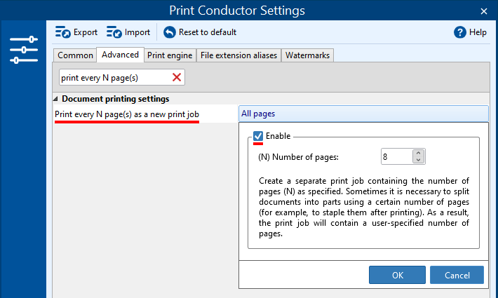 Disable printing empty pages in Print Conductor