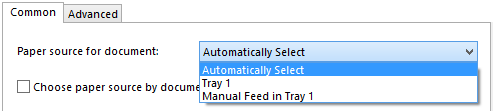 Select paper source (printer tray) in Print Conductor