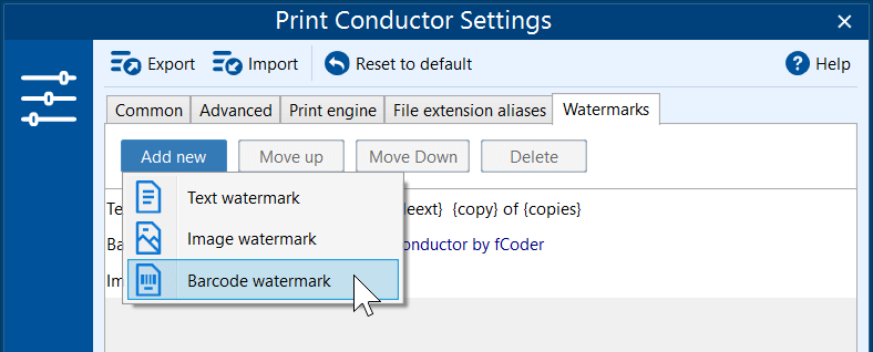 Batch print with barcode (QR-code) watermarks