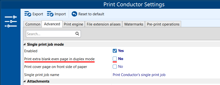 Print the whole set of documents without blank pages in the middle