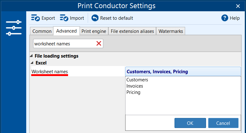 Print only specific worksheets (by name)